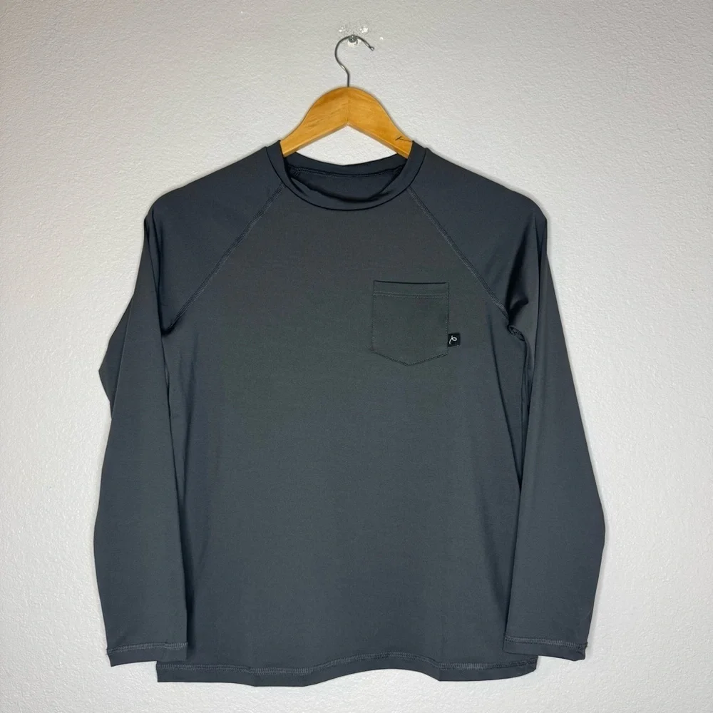 Boys' Long Sleeve Solid Rash Guard Top Art Class Kids Gray L Husky